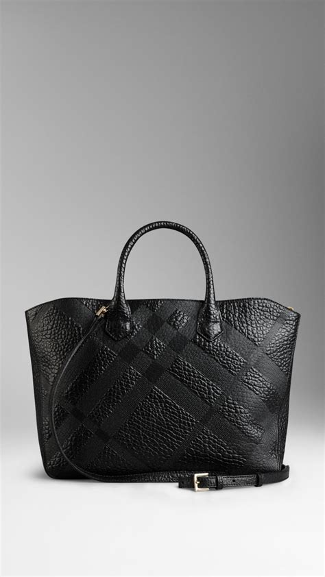 burberry medium embossed check leather tote|burberry mid size check tote.